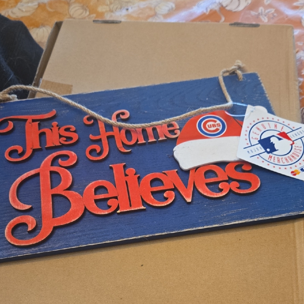 Chicago Cubs Blue and Red Holiday Sign NWT